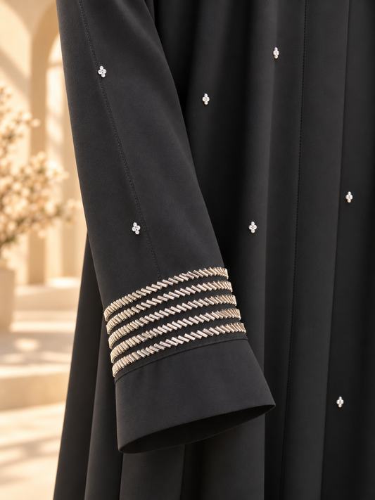 Rida Crystal Cuff Beadwork Abaya embellishment close-up