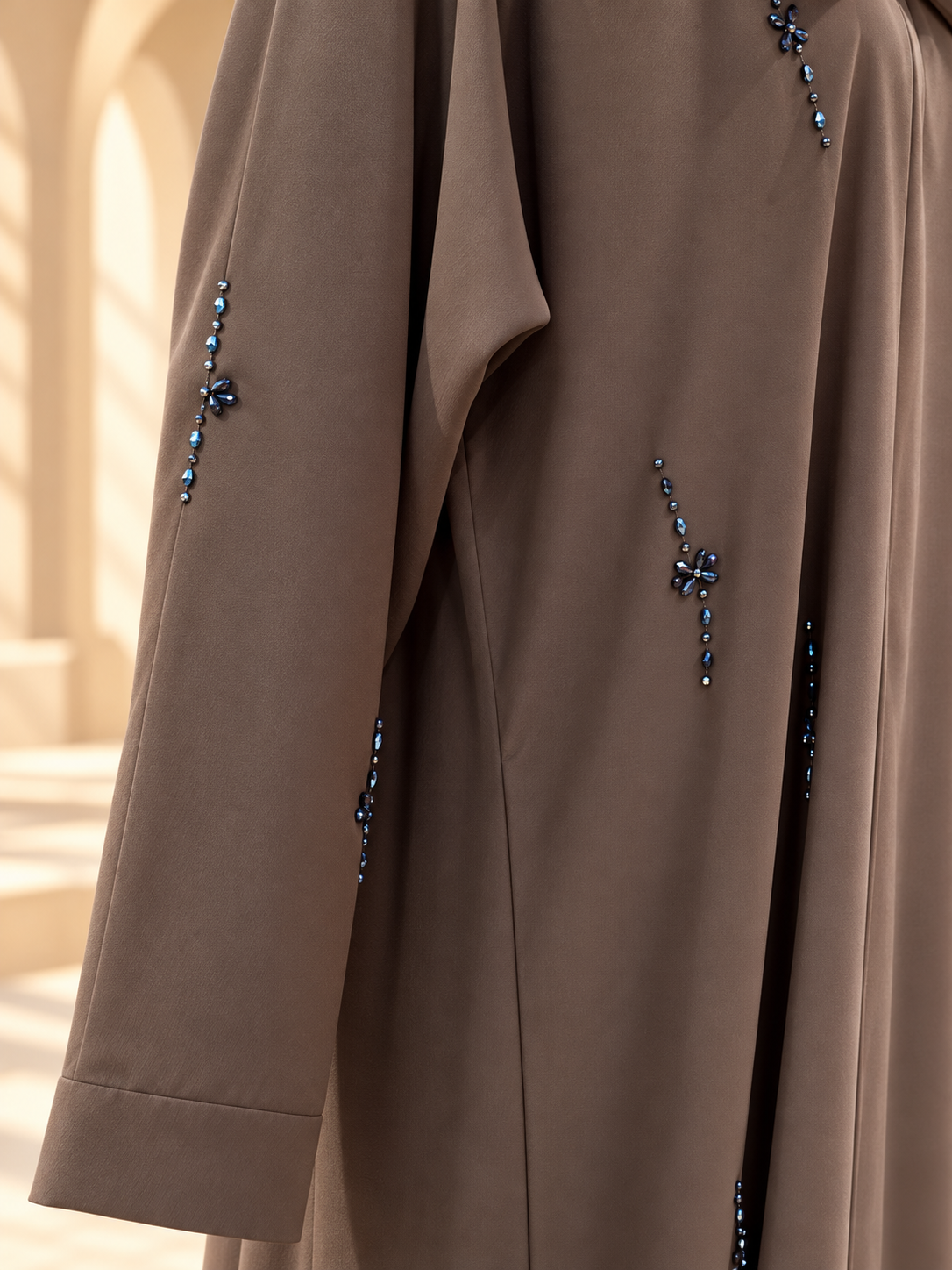 Naira Jewel Sprig Beadwork Abaya embellishment close-up
