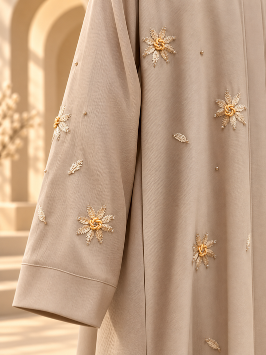 Gul-e-Noor Starflower Embroidered Abaya detail