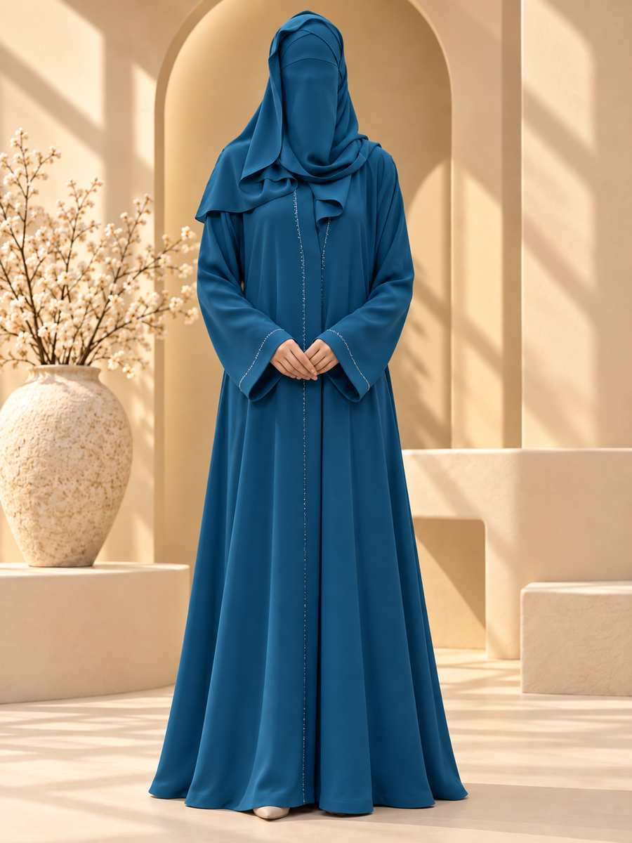 Sukoon Crystal Trim Casual Abaya front